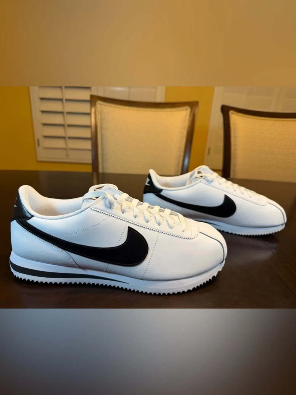 New Nike Cortez Leather White Black Sneaker Shoes Size US 12